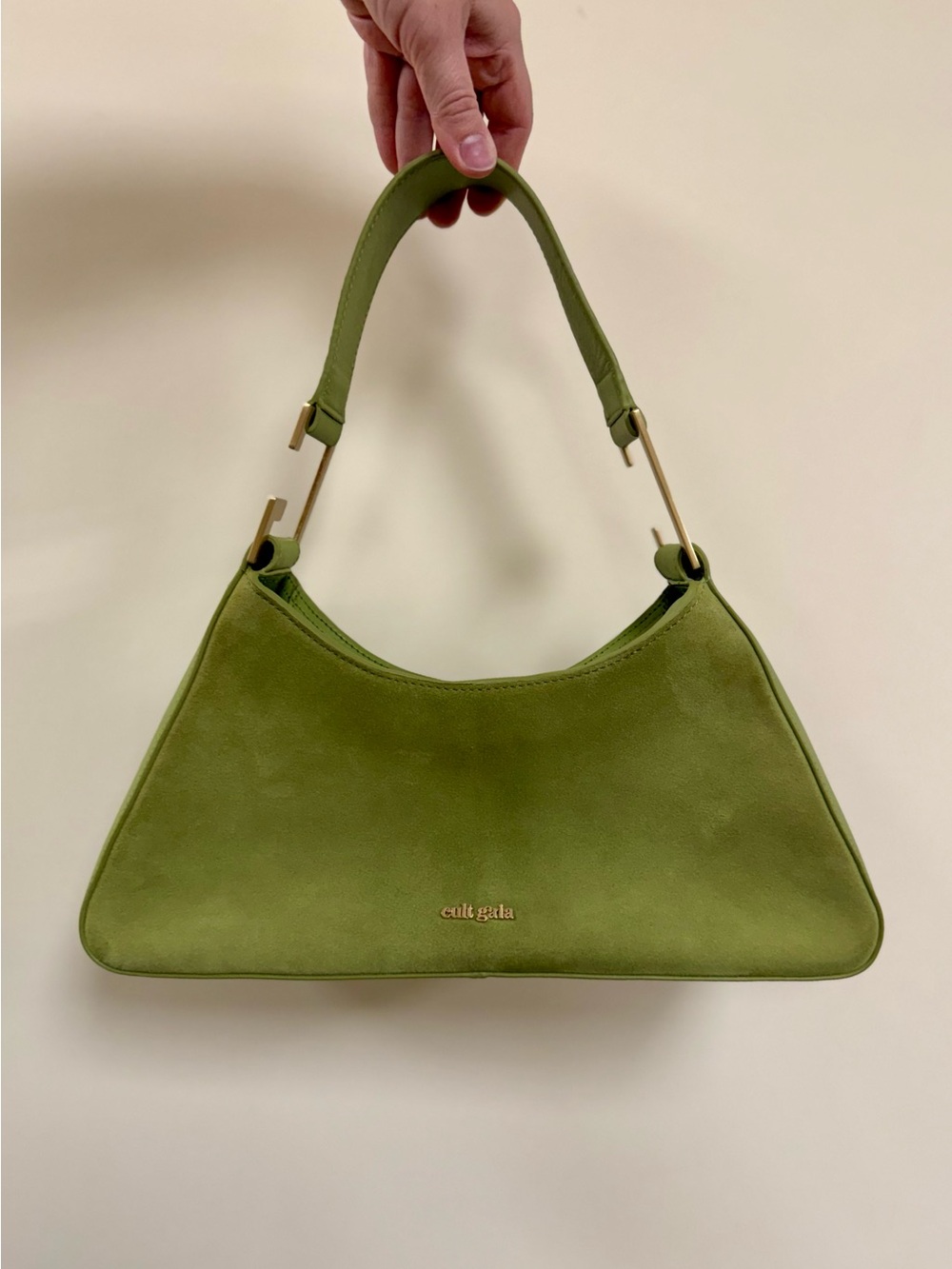 Cult Gaia Aliza Lime Green Suede Leather Shoulder Bag Gold Hardware - Picture 1 of 16